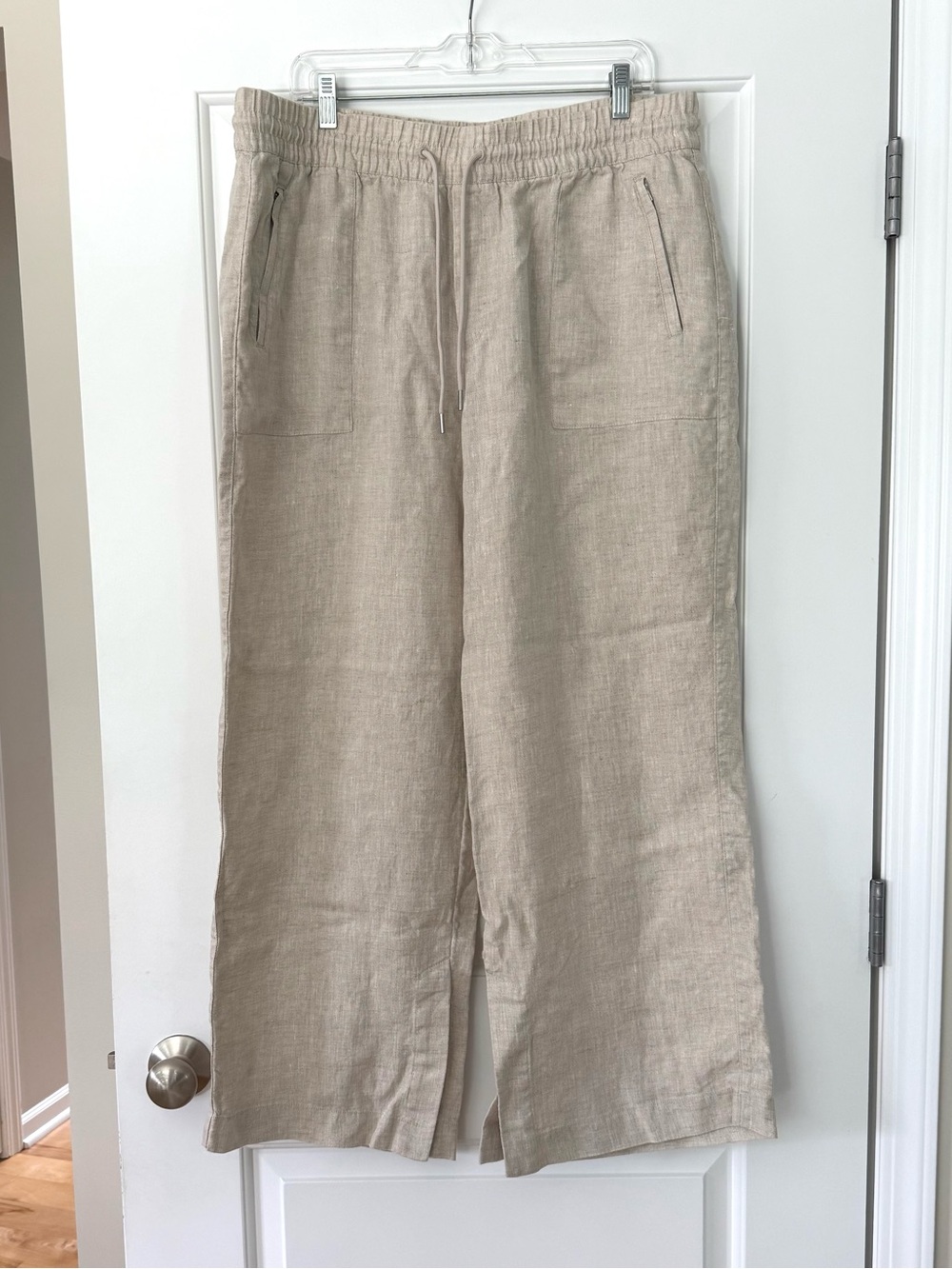 Athleta Retreat High Rise Wide Leg Linen Pants Natural Beige Women's XL - Picture 2 of 10